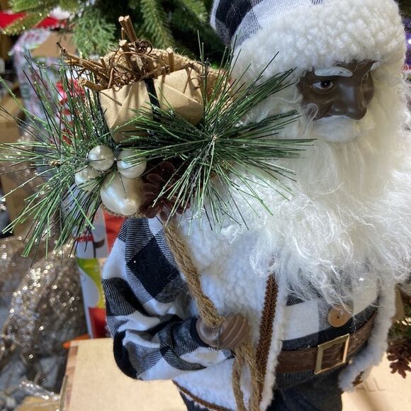 HOLIDAY LANE Northern Holiday Fabric Standing Santa with Gift Bag - Picture 6 of 8